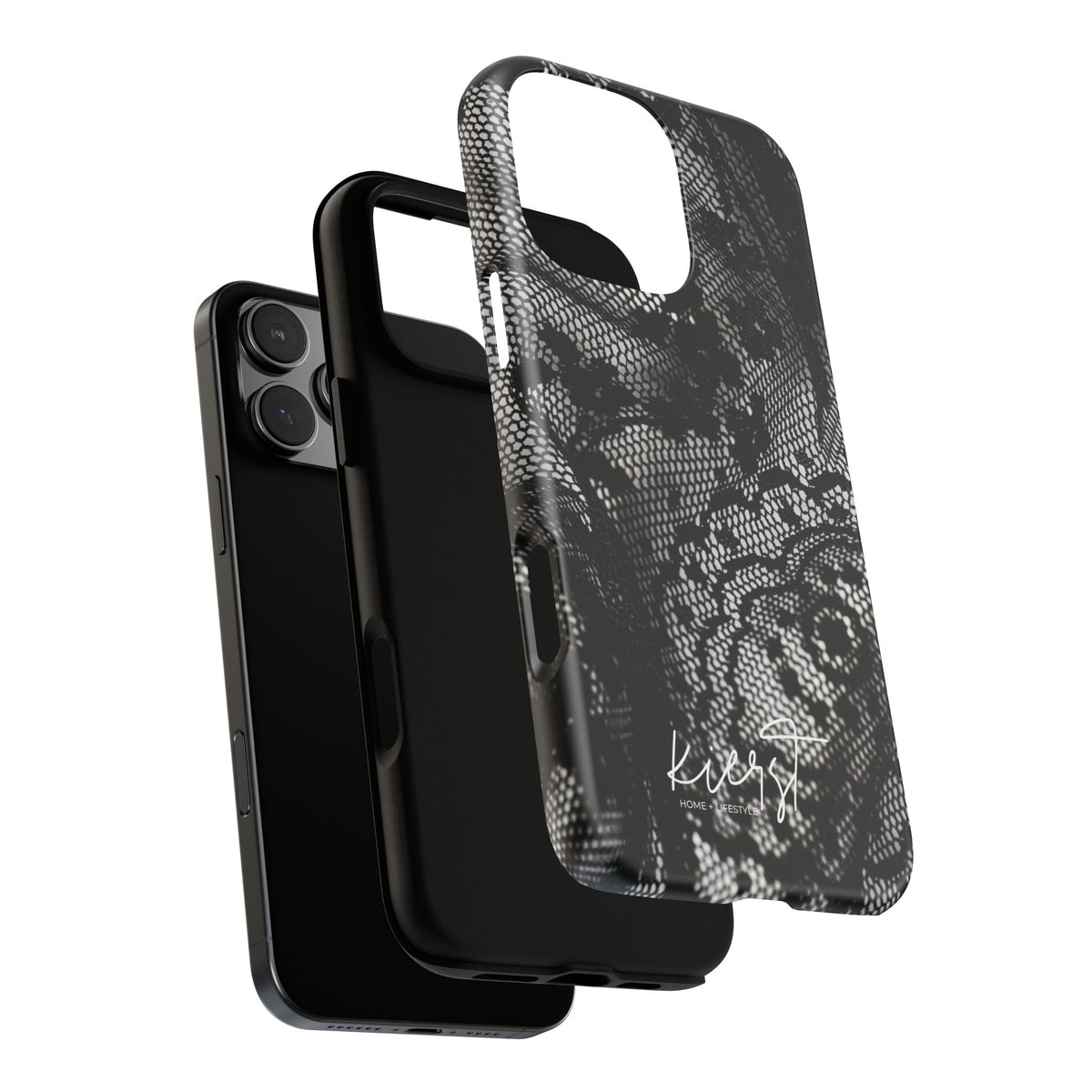 Black + White Lace Print iPhone Case