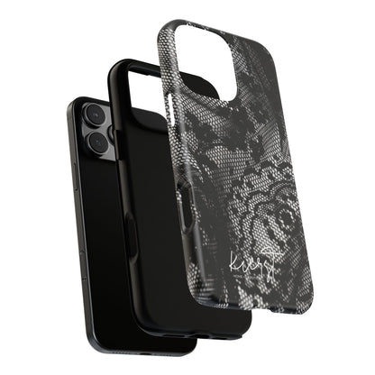 Black + White Lace Print iPhone Case