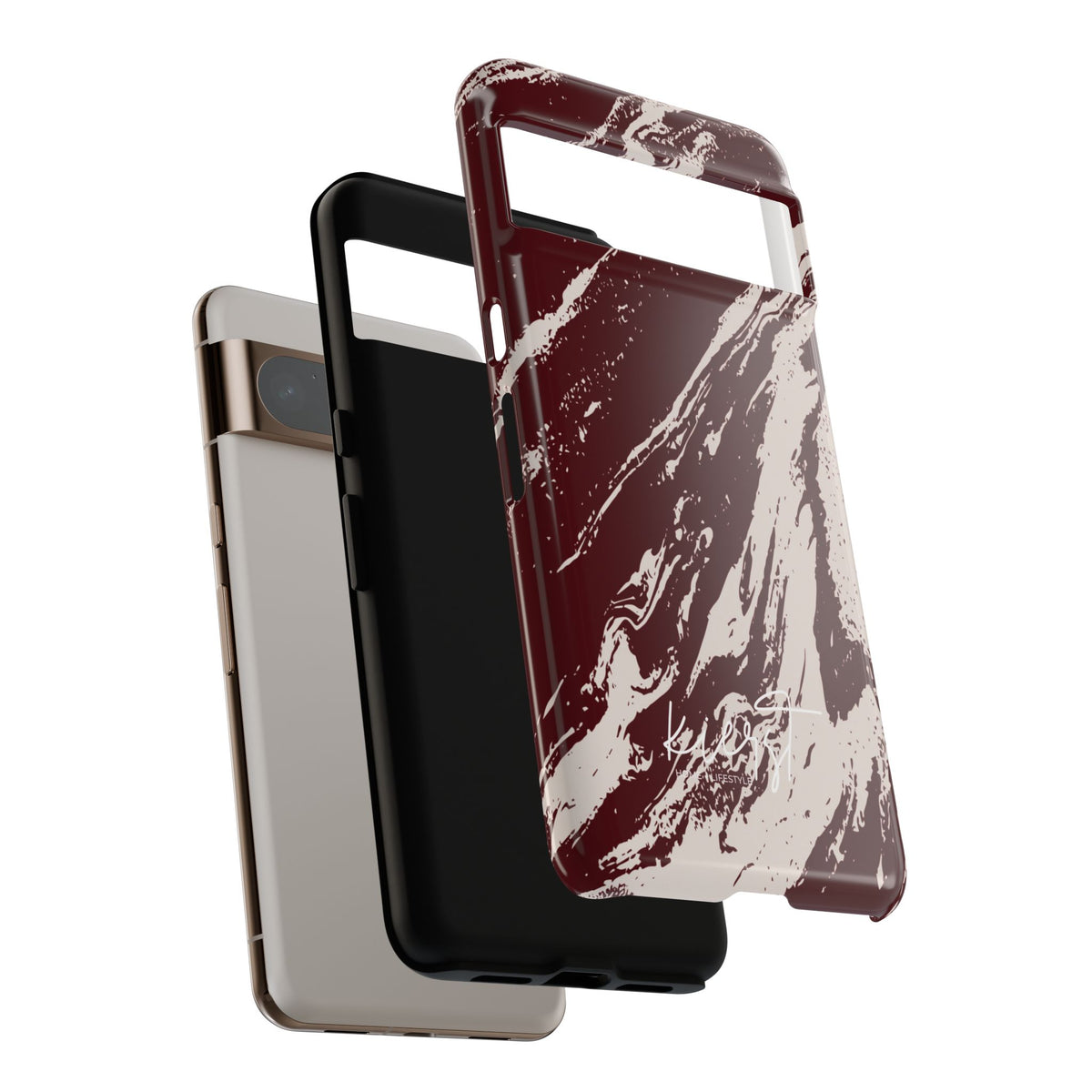 Cream Marble on Signature Velvet Noir Google Pixel Phone Case