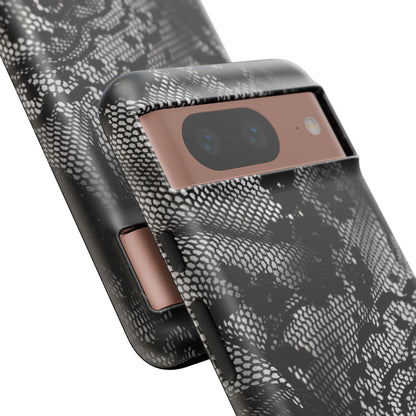 Black + White Lace Print Google Pixel Phone Case