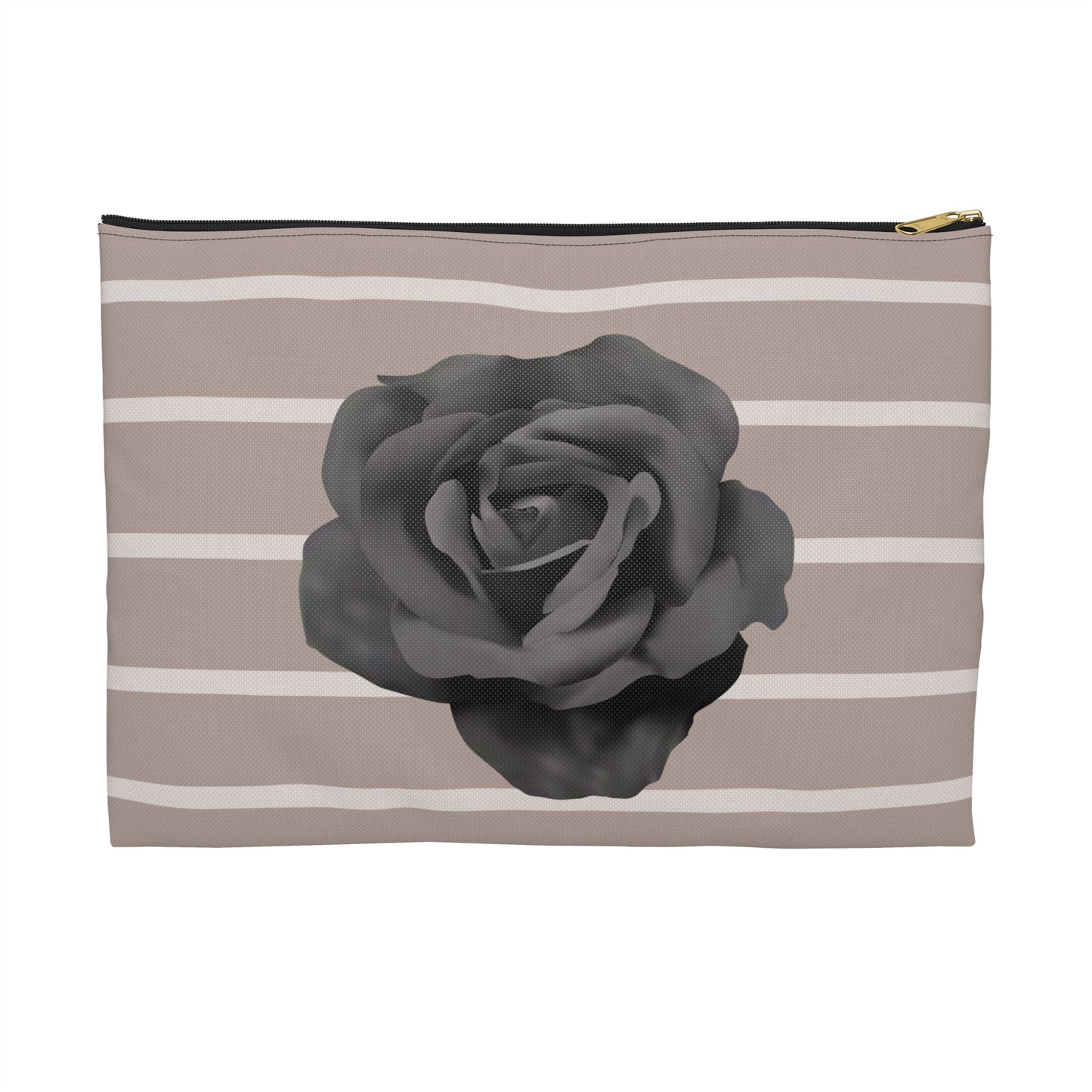 Cream and Brown with Black Rose Accessory Pouch