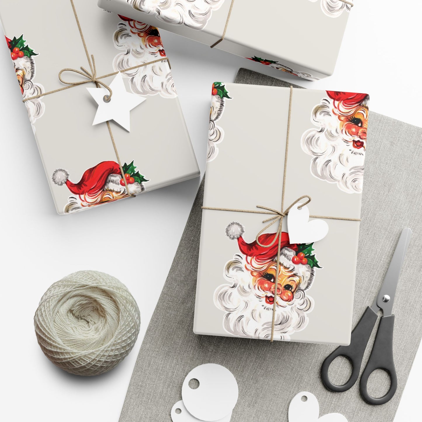 Nostalgic Santa on Bone Gift Wrapping Paper