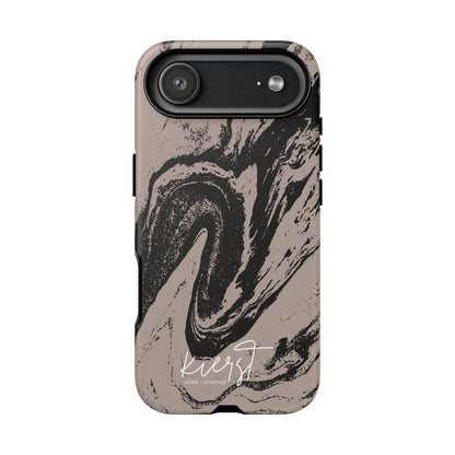 Black Marble on Taupe iPhone Case