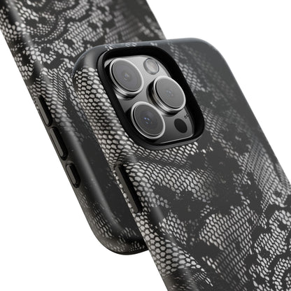 Black + White Lace Print iPhone Case