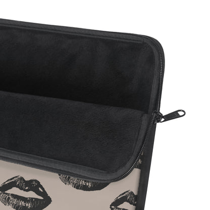 Black Lips on Oat Laptop Sleeve | Soft Neutrals, Bold Mood