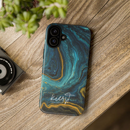 Teal & Gold Marble iPhone Case