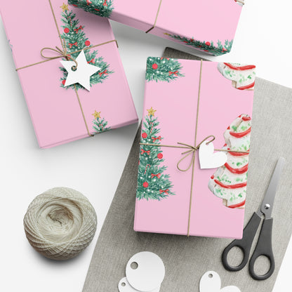 Colorful Christmas on Pink Gift Wrapping Paper