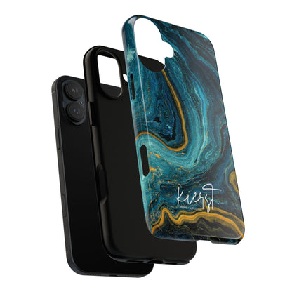 Teal & Gold Marble iPhone Case