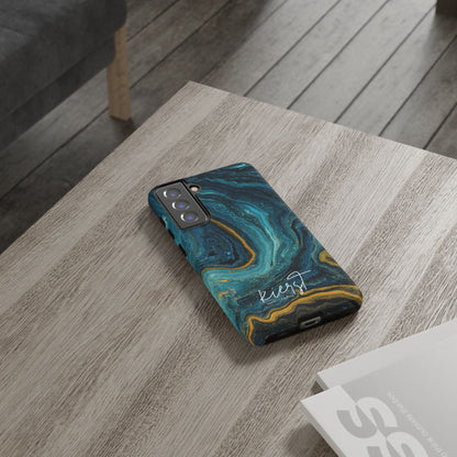 Gold & Teal Marble Samsung Galaxy Case | Swirled Depth Meets Everyday Edge