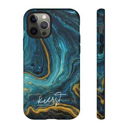 Gold & Teal Marble iPhone Case | Swirled Boldness, Everyday Luxury