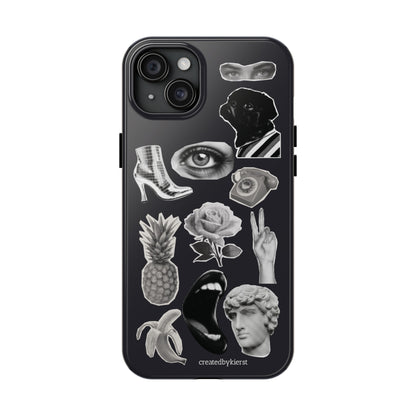 Black & White Vintage Sticker Design iPhone Case