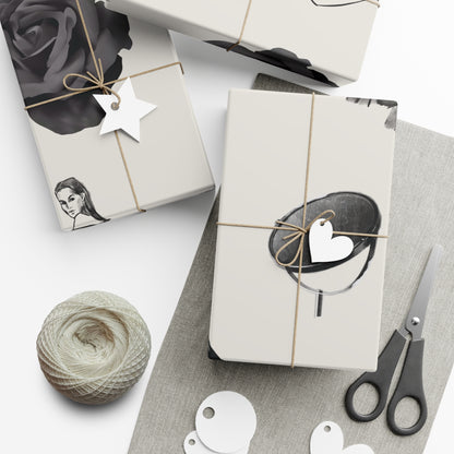 B&W Fashion Themed on Bone Gift Wrapping Paper