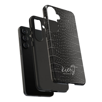 Black Alligator Print Samsung Galaxy Phone Case