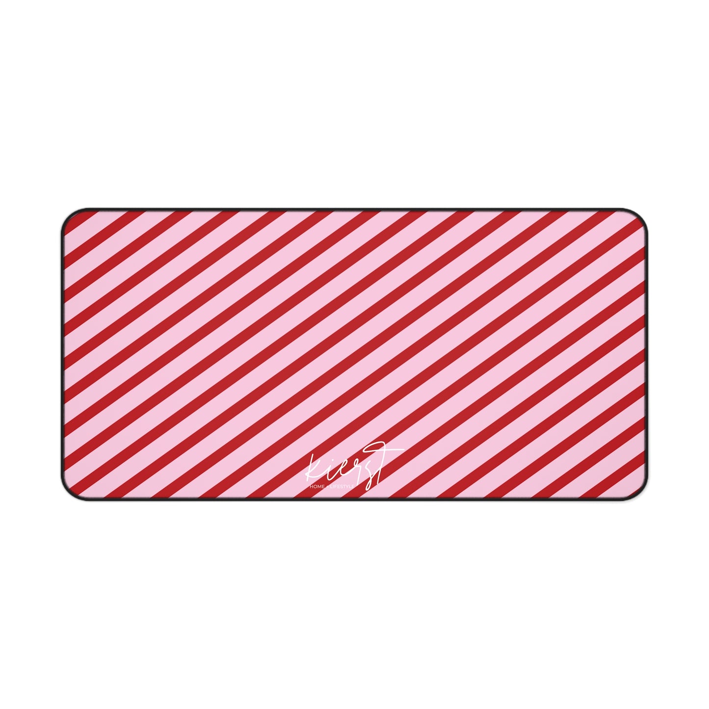 Holiday 25 Pink and Red Diagonal Striped Desk Mat