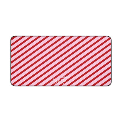 Holiday 25 Pink and Red Diagonal Striped Desk Mat