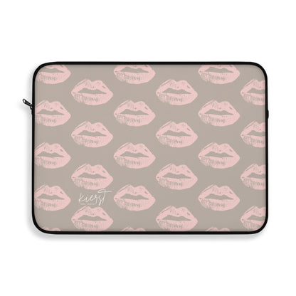 Pillow Talk-Inspired Lips on Oat Laptop Sleeve | Flirty Neutrals for Everyday Glam