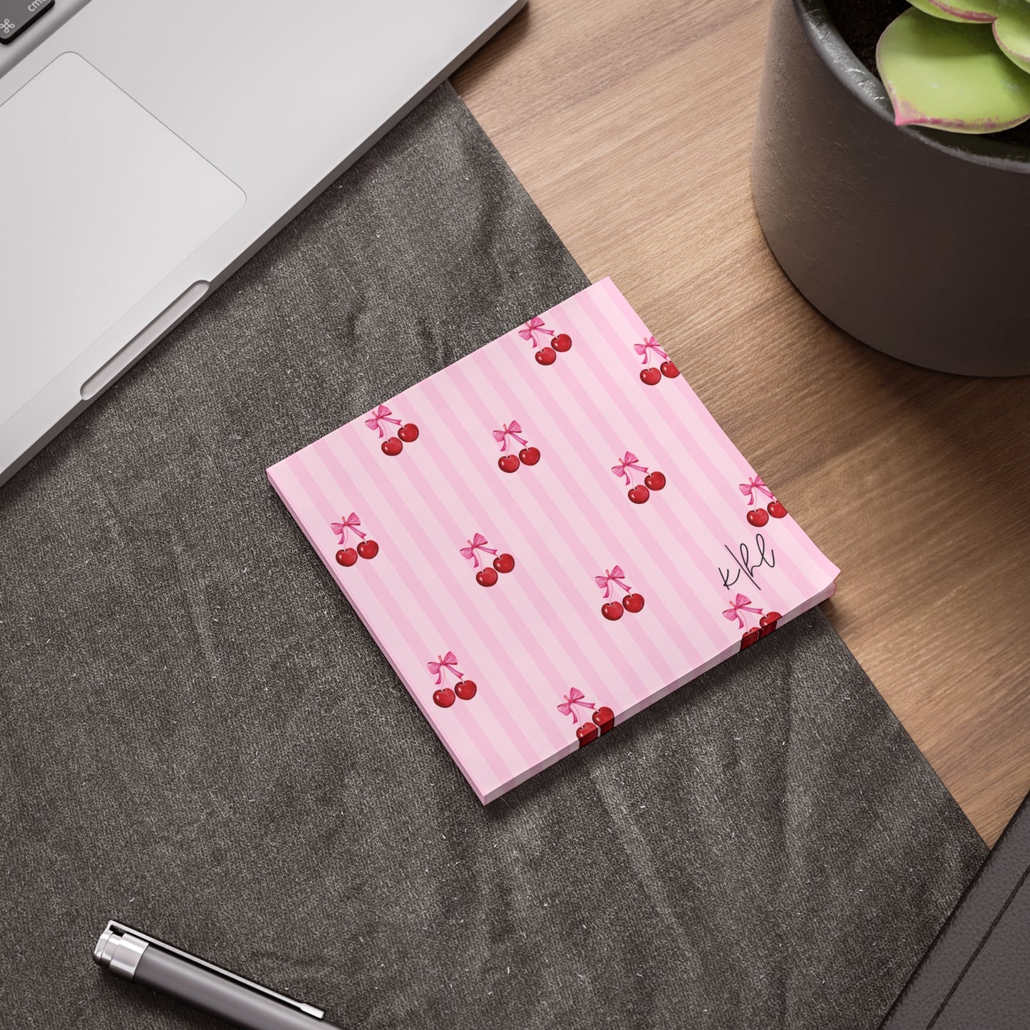 Cherries on Pink Stripes Post-it® Note Pad