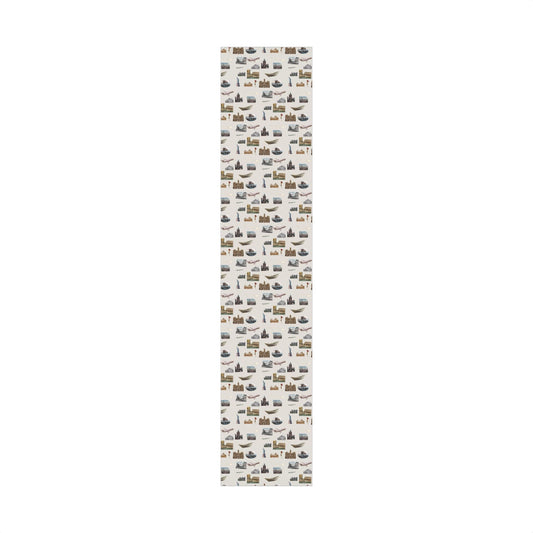 Stamped in Time Gift Wrapping Paper – Vintage Architecture & Travel Collage on Bone