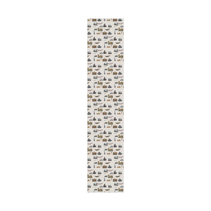 Stamped in Time Gift Wrapping Paper – Vintage Architecture & Travel Collage on Bone