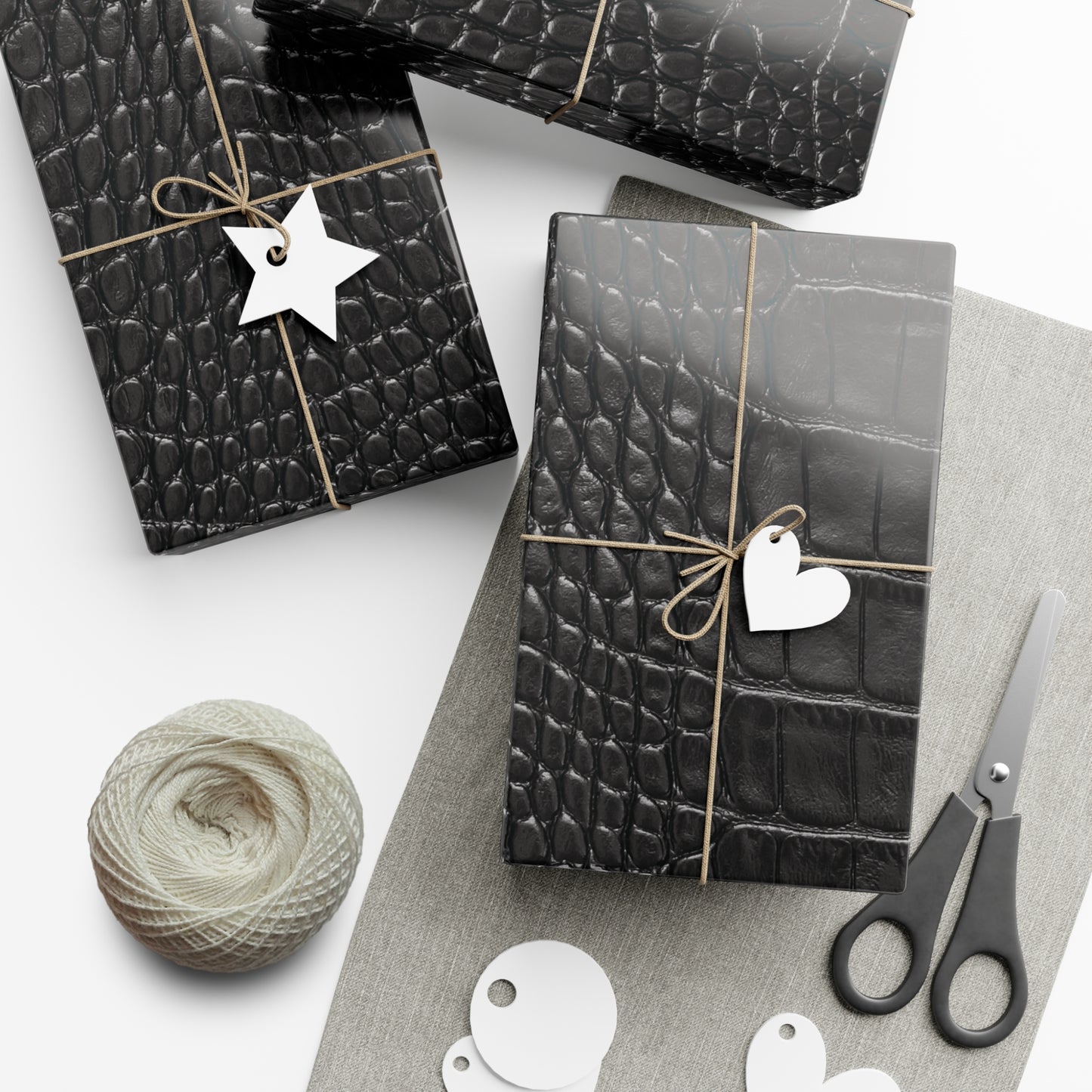 Black Crocodile Print Gift Wrapping Paper