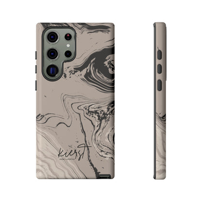 Cream, Grey, and Taupe Marble Samsung Galaxy Phone Case | Rich Swirls, Neutral Motion