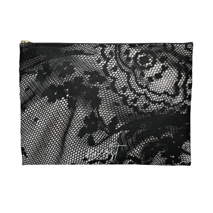 Black + White Lace Print Accessory Pouch