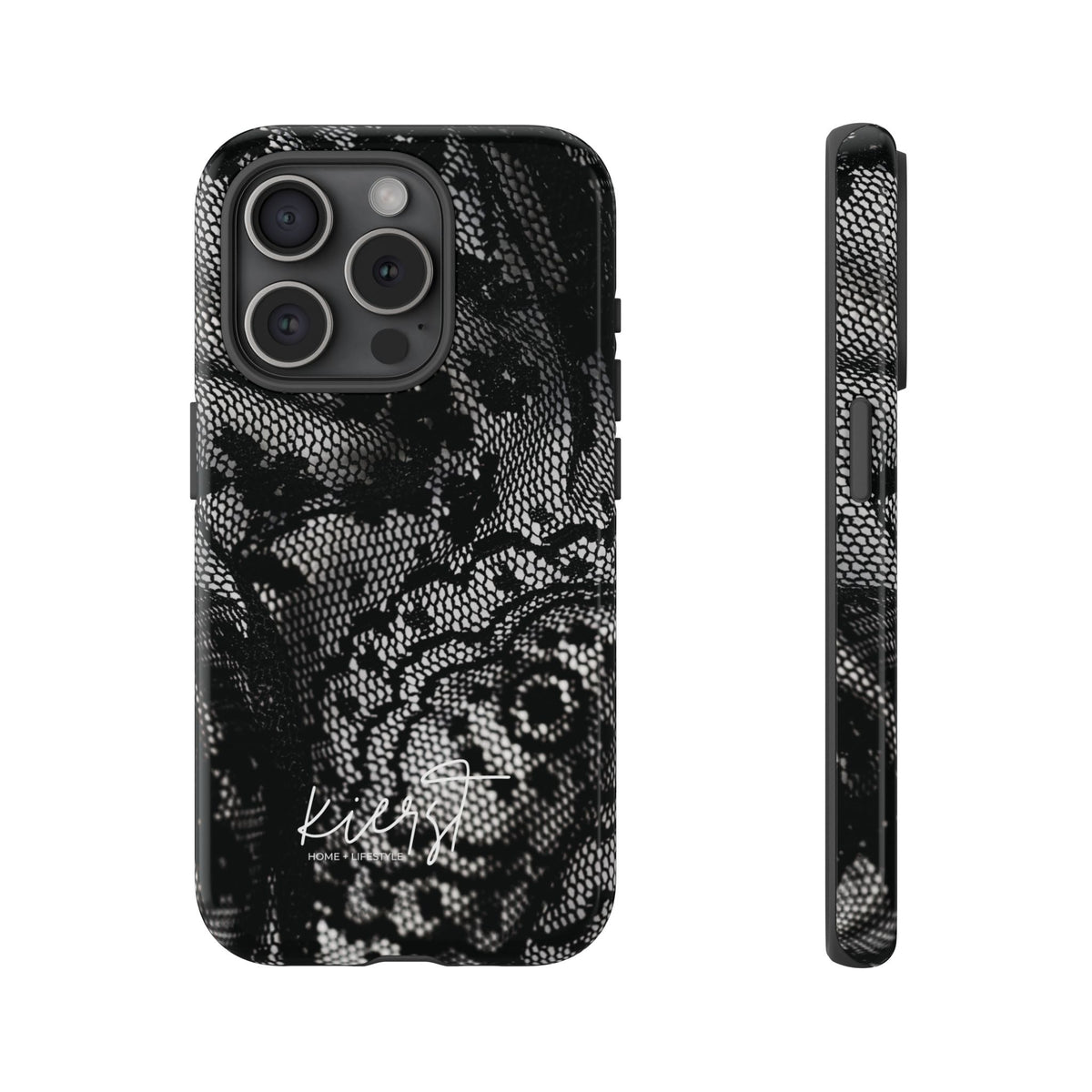 Black + White Lace Print iPhone Case