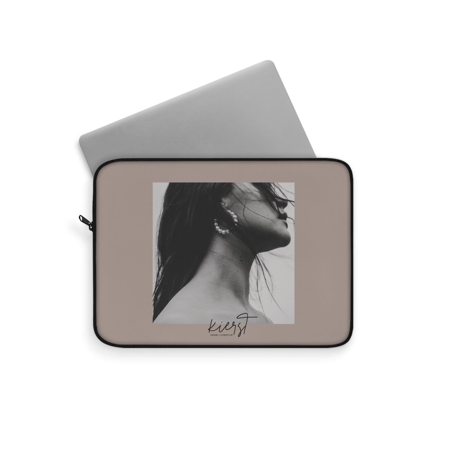 Black & White Fashion Portrait Laptop Sleeve | Editorial-Inspired Office Style