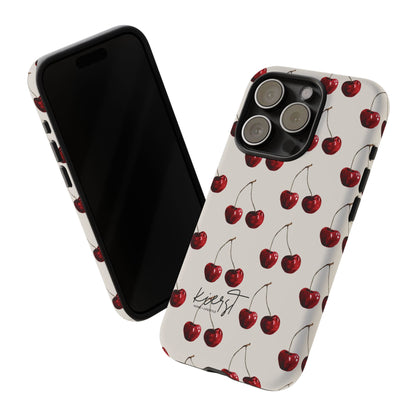Moody Cherry Stems on White Bone iPhone Case