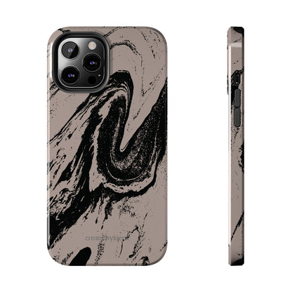 Taupe and Black Marble iPhone Case