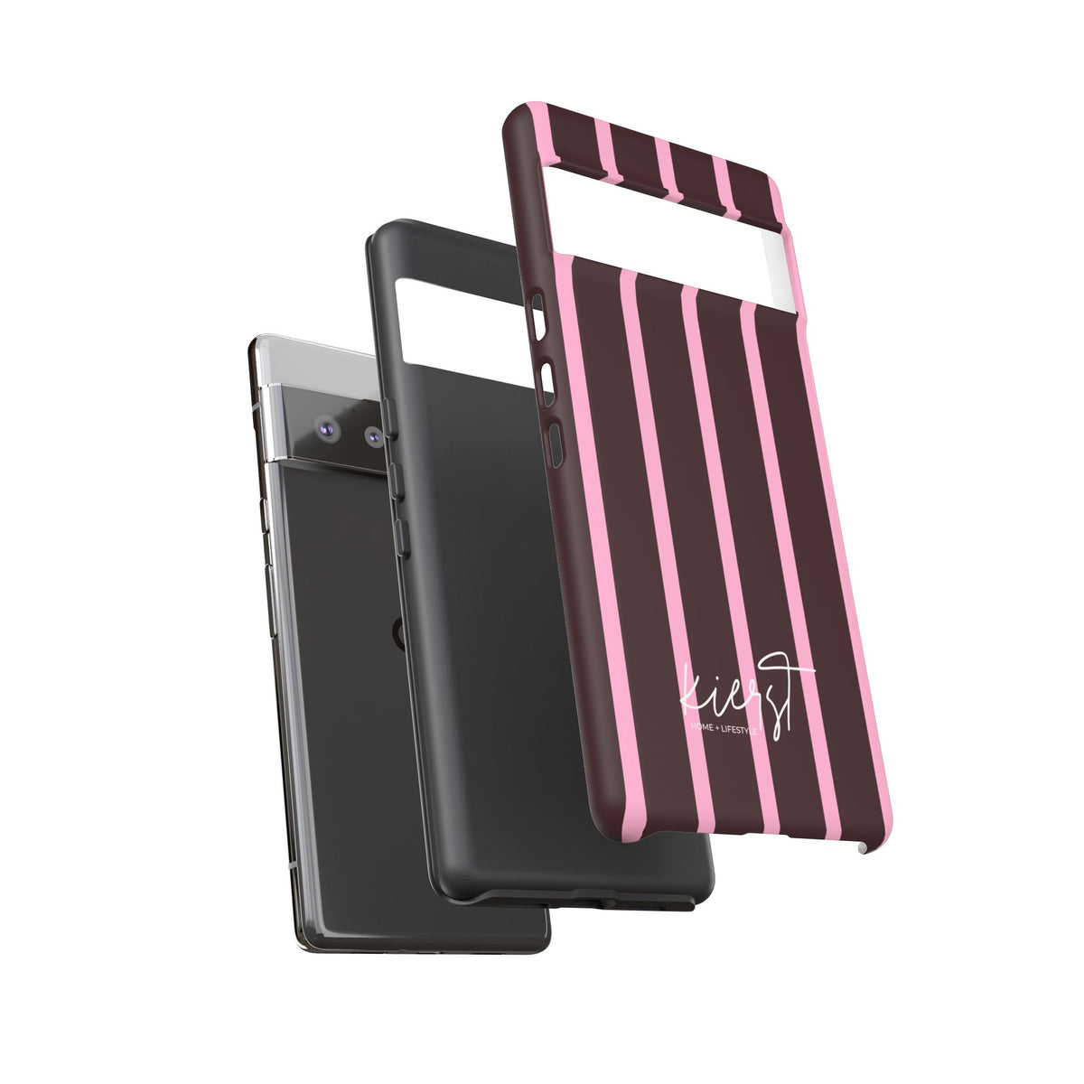 Signature Velvet Noir + Pink Stripes Google Pixel Phone Case