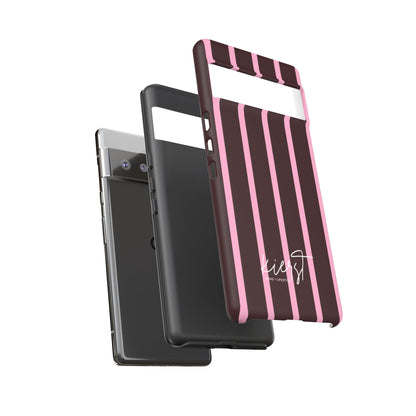 Signature Velvet Noir + Pink Stripes Google Pixel Phone Case
