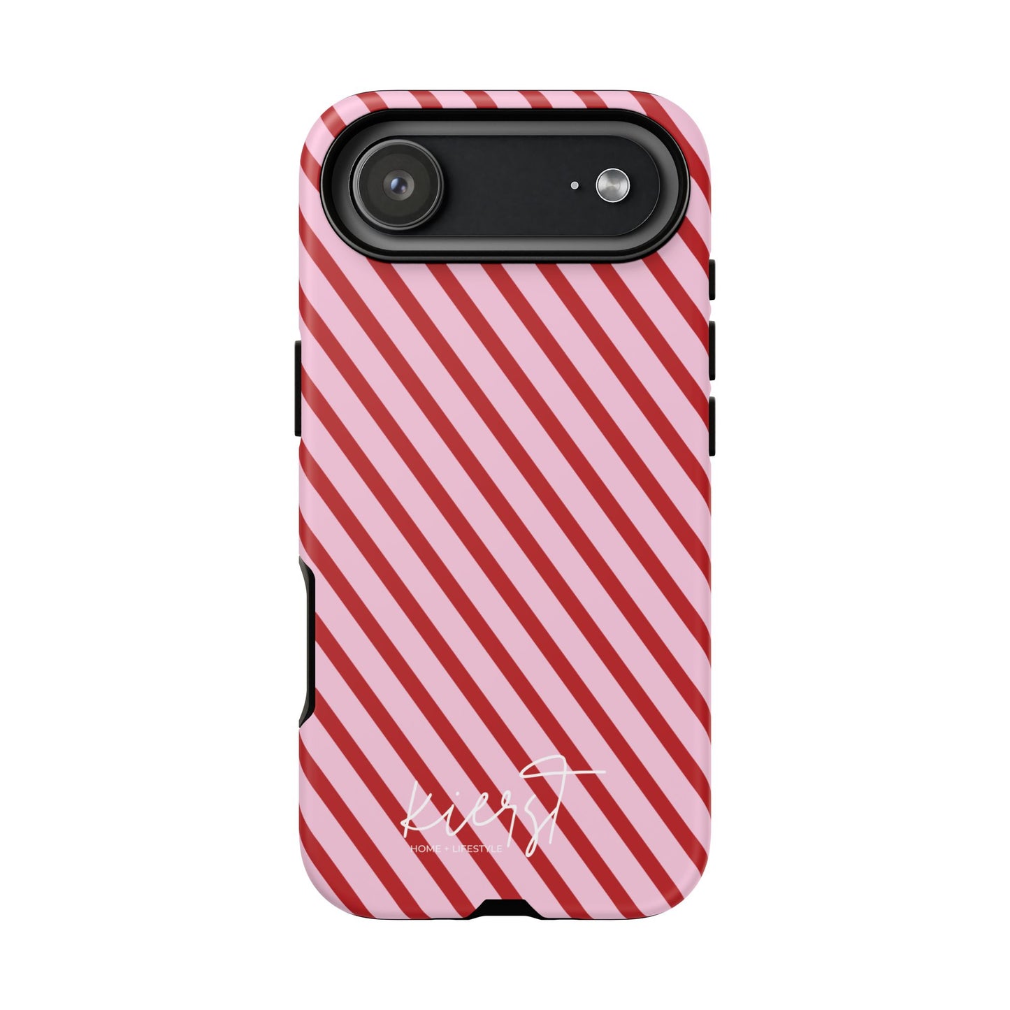 Holiday 25 Pink and Red Diagonal Striped iPhone Case