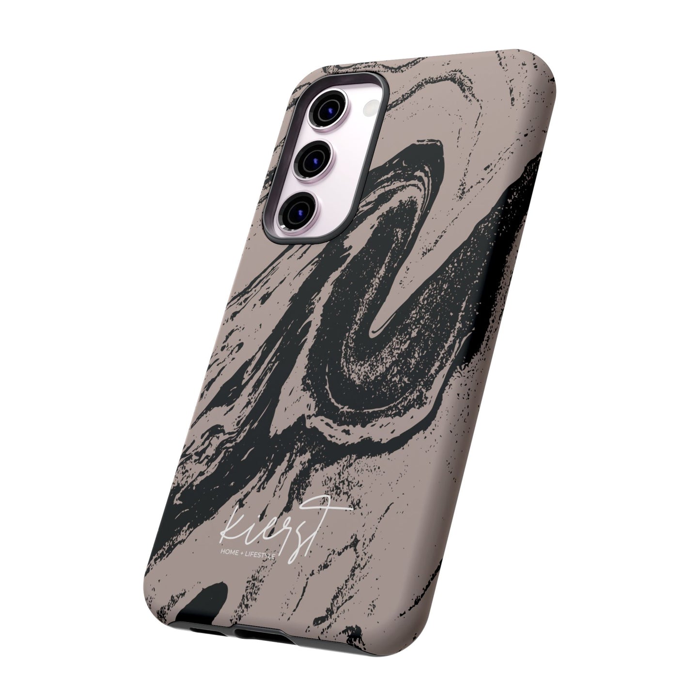 Black Marble on Taupe Samsung Galaxy Phone Case