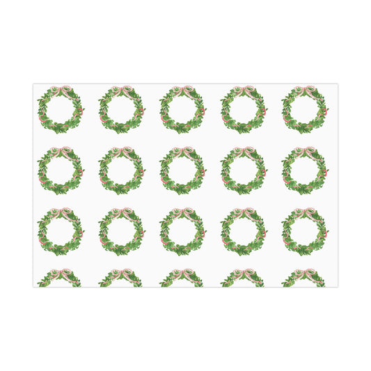 Watercolor Christmas Wreaths Gift Wrapping Paper