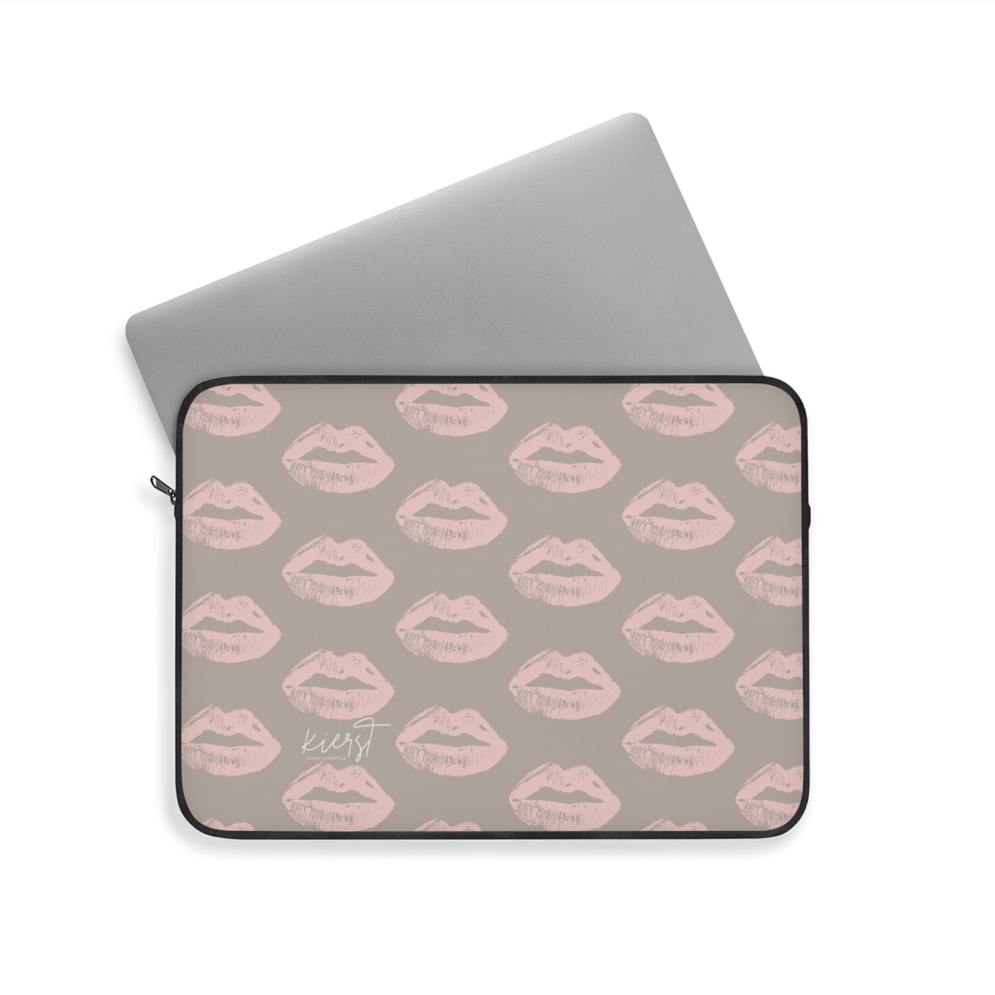 Pillow Talk-Inspired Lips on Oat Laptop Sleeve | Flirty Neutrals for Everyday Glam