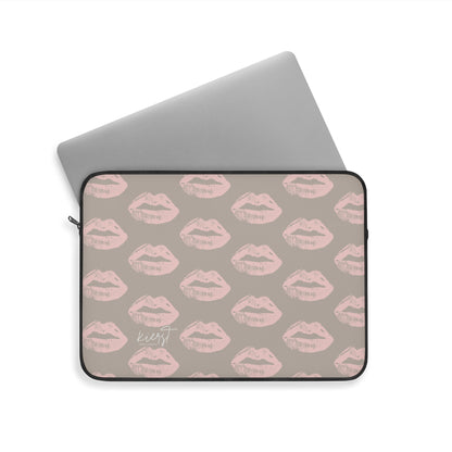 Pillow Talk-Inspired Lips on Oat Laptop Sleeve | Flirty Neutrals for Everyday Glam