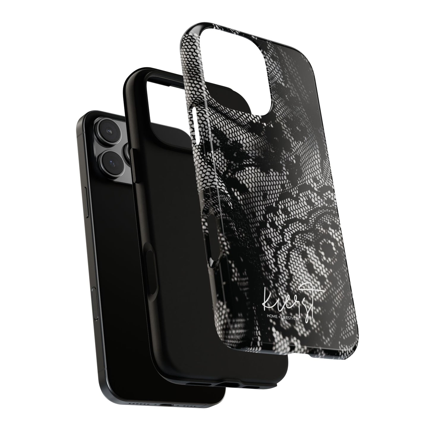 Black + White Lace Print iPhone Case