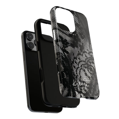 Black + White Lace Print iPhone Case