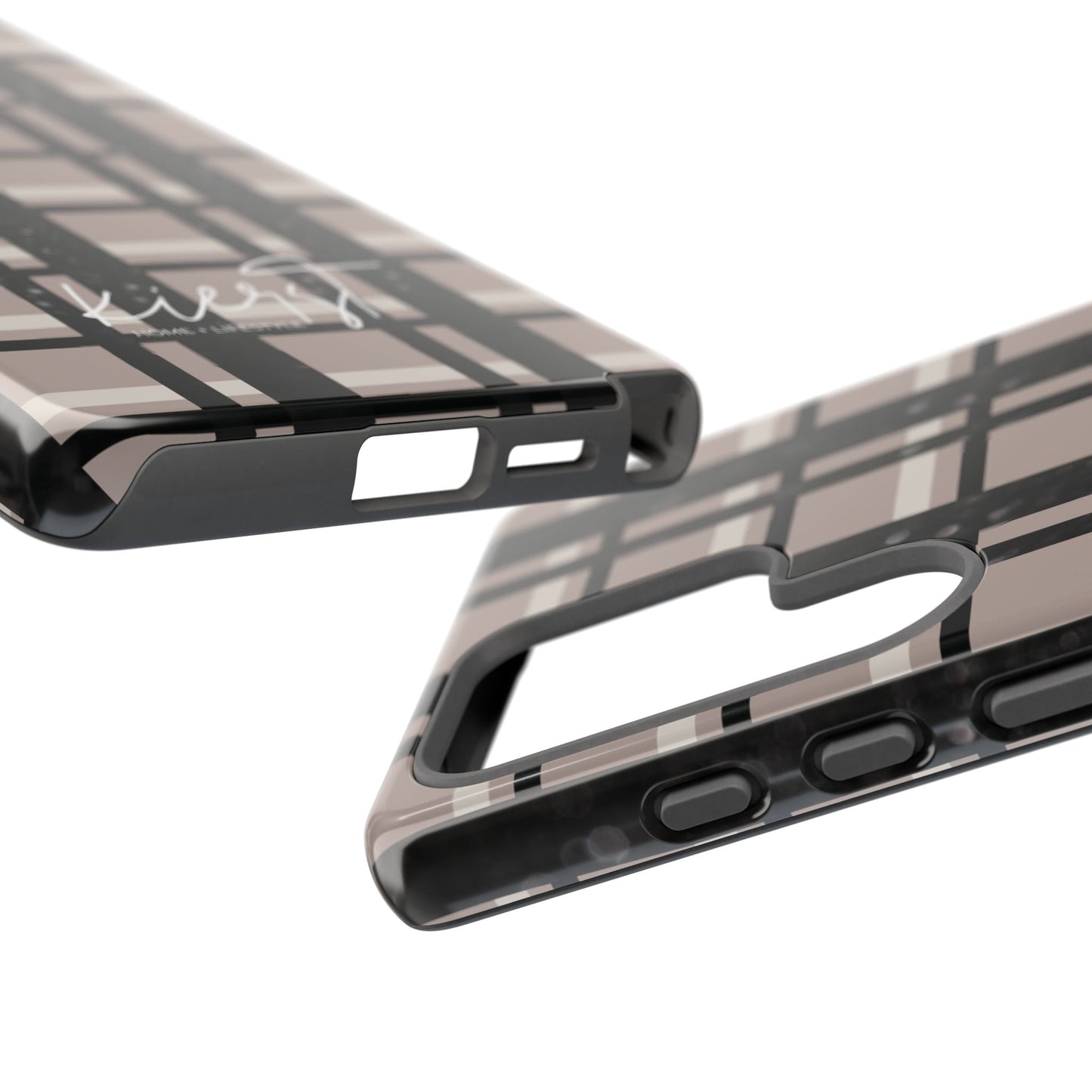 Taupe, Cream, and Black Plaid Samsung Galaxy Case