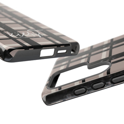 Taupe, Cream, and Black Plaid Samsung Galaxy Case