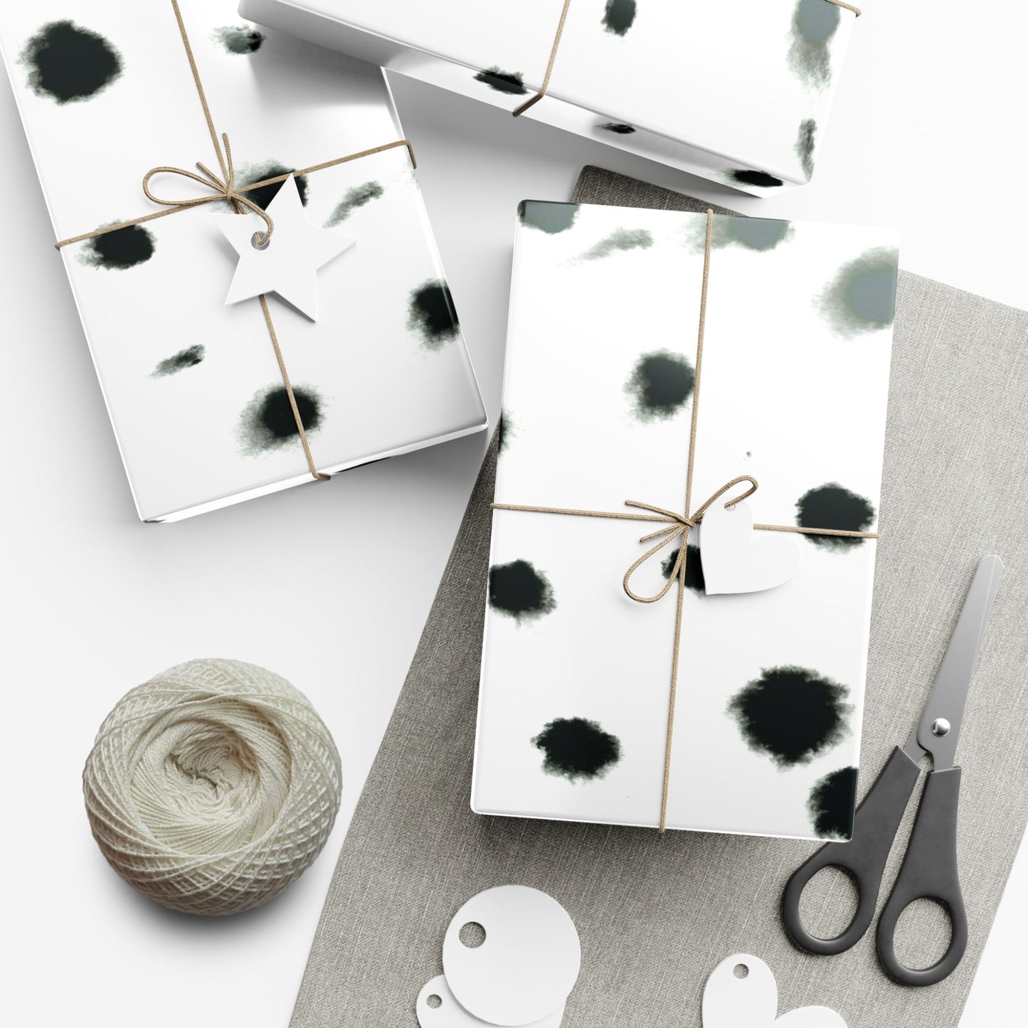 Smudged Black Spots on White Gift Wrapping Paper