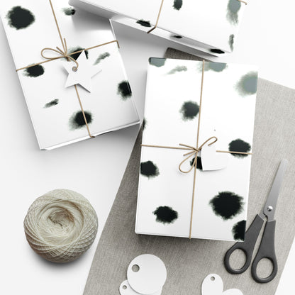 Smudged Black Spots on White Gift Wrapping Paper