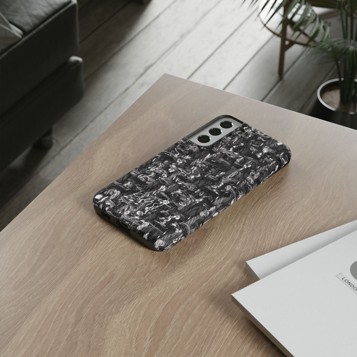 Grey Tweed Print Samsung Galaxy Phone Case
