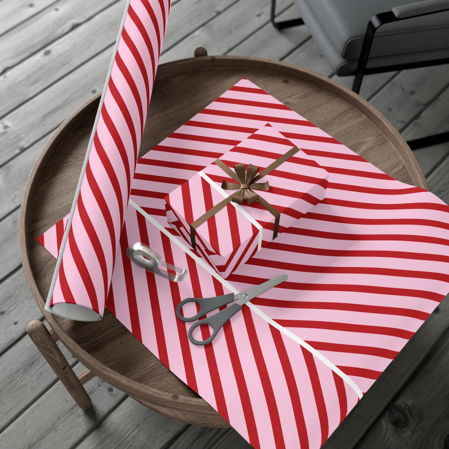 Pink and Red Diagnol Striped Wrapping paper