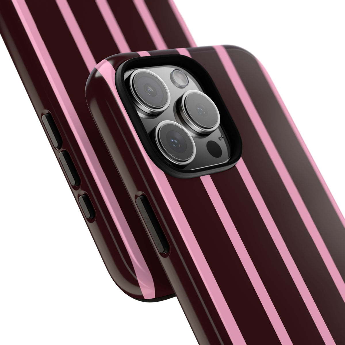 Signature Velvet Noir + Pink Stripes iPhone Case