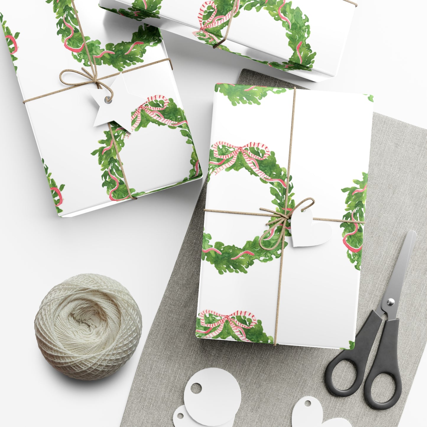 Watercolor Christmas Wreaths Gift Wrapping Paper