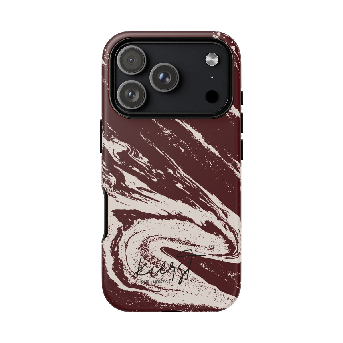 Cream Marble on Signature Velvet Noir iPhone Case