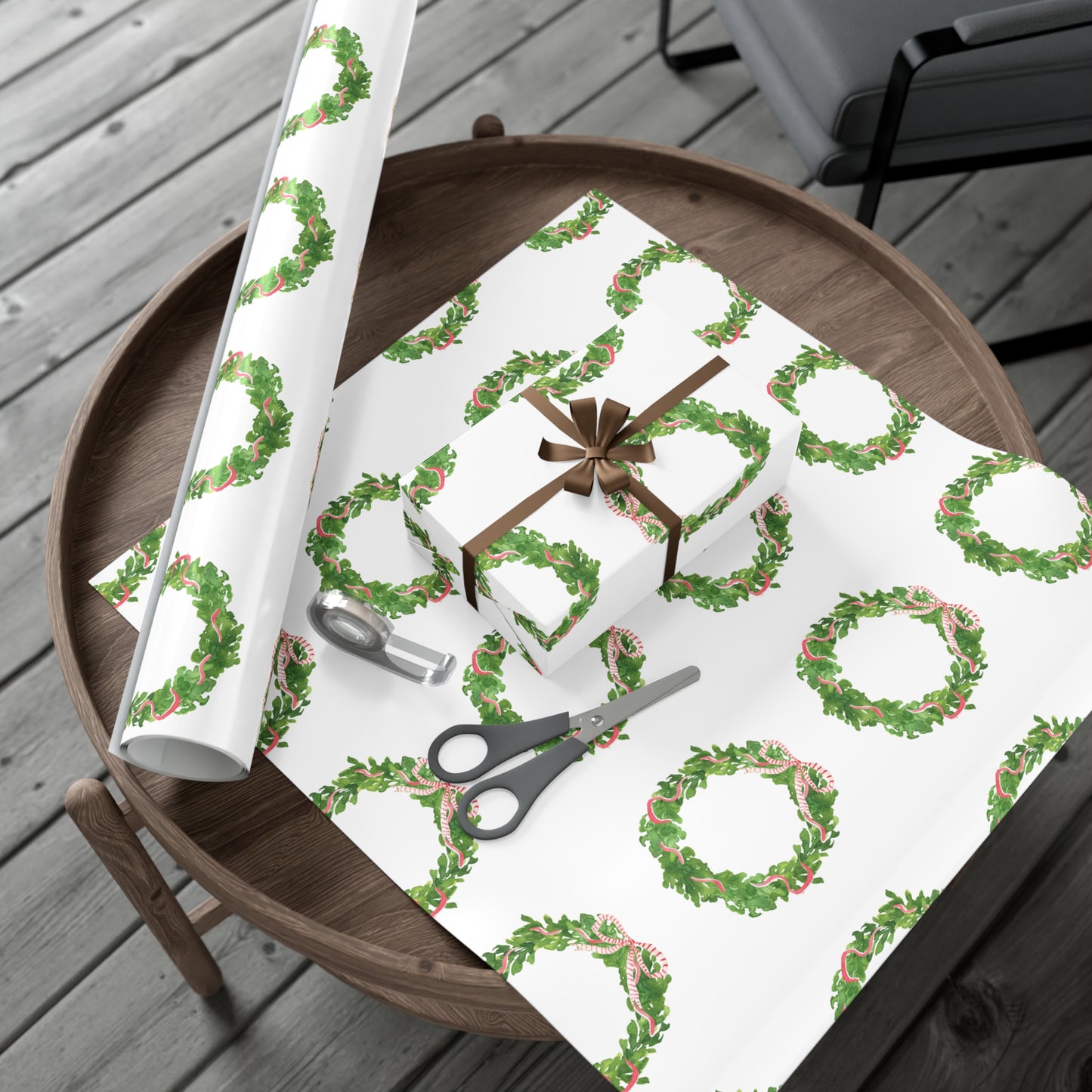 Watercolor Christmas Wreaths Gift Wrapping Paper