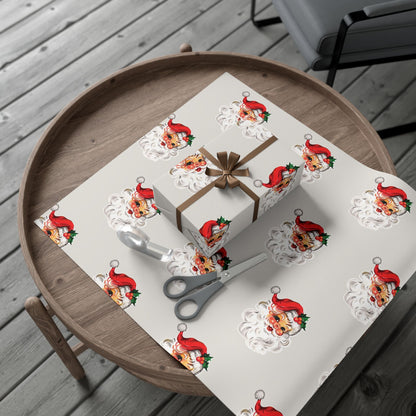 Nostalgic Santa on Bone Gift Wrapping Paper
